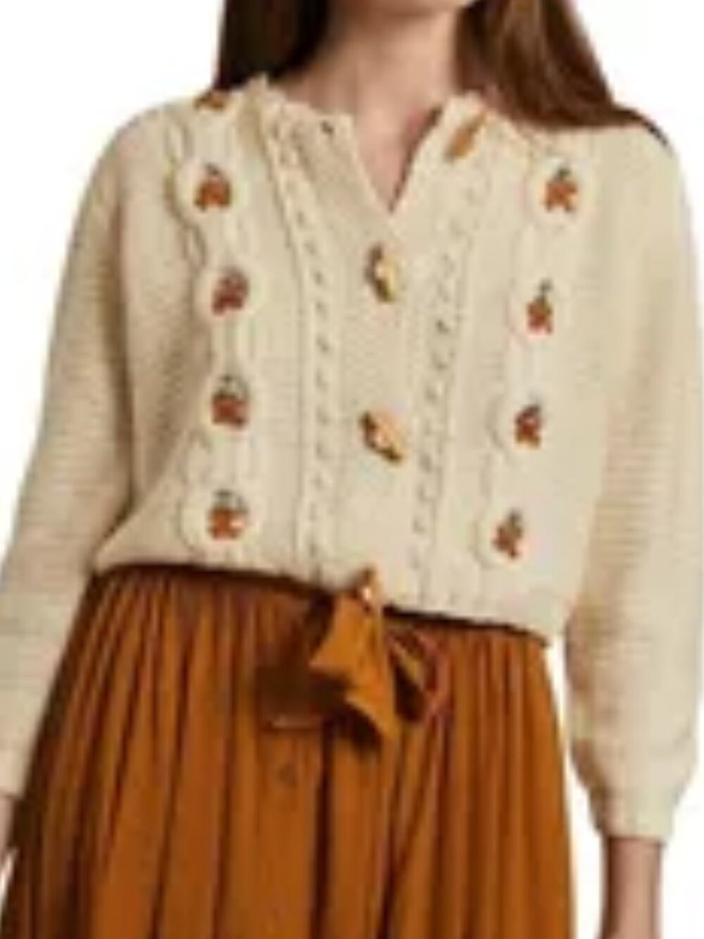 Sessun Crochet 100% Cotton Cardigan Sweater Small Cream Wooden Toggle Buttons